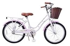 Ammaco Haze 20 Inch Wheel Kids Girls Bike Heritage Traditional & Wicker Basket White Pink Age 7+