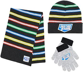 DC Comics Winter Gloves, Winter Hat, and Scarf for Boys, Toddler Hat and Glove Set, DC Comics Boys Gloves, with Hat & Scarf, Justice League 1, 2-5 Years