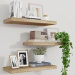 ANTICO WOODENIA Natural Finish Wood Floating Wall Shelf| Wall Mount| Wall Rack| Wall Bracket| Wall Cabinet| Floating Wall Shelves (Large (20 inches), Set of 3, Natural Finish)