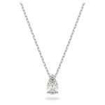 Swarovski Attract Adjustable Necklace, Precision Cut White Crystal, Rhodium Plated with Crystal Emblazened Logo Appendage from the Attract Collection for Women