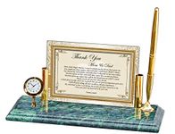 AllGiftFrames Personalized Thank You Wedding Gift to Parents Father Mother Gift Poetry - Mini Clock Genuine Marble Base Brass Pen Set Thank You Present Parents from Son Daughter