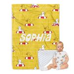 ZOTIMEF Custom Baby Blanket - Duck Elements with Custom Name - Soft Plush Flannel Throw Blankets with Double Layer Dotted Backing for Kids Boys Girls Gifts Color05