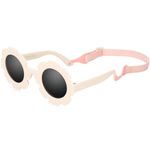 Hifot Baby Sunglasses with Strap, Cute Flower Polarized Sunglasses UV400 Protection for Infant Baby Girl Age 0-24 Months