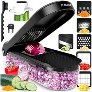 Fullstar (Core Series) Vegetable Chopper & Mandoline Slicer - 6 Stainless Steel Blades - Julienne Cutter, Grater & Coarse Shredder - Dishwasher Safe, BPA-Free (Core 6-in-1, Black)