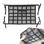 icykale 1 PC Car Ceiling Cargo Net for Camping Travel, 31.49In x 21.25In Durable Vehicle Roof Storage Organizer, Universal Heavy Duty Automotive Roof Storage Accessories for Truck SUV Car (Black)