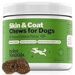 Omega Skin and Coat Chews, Omega 3 Fish Oil with DHA & EPA, Biotin, Collagen, Vitamins C, E, and Zinc, Allergies, Shedding, Itching, Salmon Flavor, 90 Chews—Made in USA Deley Naturals