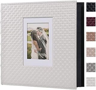RECUTMS Scrapbook Photo Album 60 Pages Handmade DIY 4x6 5x7 8x10 Photos of Any Size, Button Grain Leather Cover of Wedding Photo Album Baby Picture Book Family Scrapbook Photo Album (White)