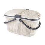 CELLO Knits Style Shopping Plastic Basket - White, Rectangular