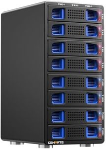 CENMATE Hybrid 4*2.5/3.5" SATA HDD/SSD+12* M / B+M Key M.2 NVMe Enclosure with Cooling Fan and USB A/C 3.2 Gen 2, Hard Drive Enclosure Support 184TB(4*22TB HDD+12*8TB 2230/2242/2260/2280/22110 SSDs)