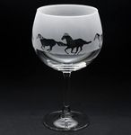 GLYPTIC GLASS ART 'Galloping Horse' Hand Etched/Engraved Gin Cocktail Glass