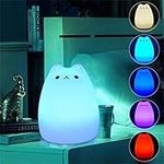 OPDOS Night Light for Kids Lamp Cat Lamp, 7 Colors+Tap+Silicone Cute Night Light for Kids Night Light, USB Rechargeable Cordless Night Lights for Kids Room,Baby Night Light Cat Night Light for Kids