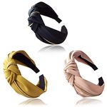 MEMOVAN 3pcs Wide Headbands Cross Knotted Hairbands Twisted Top Knot Head Band