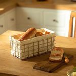 Ellementry Twine Wire Bread Box with Lid, Stylish Bread Storage Container, Vintage Kitchen Counter Organizer, Keeps Bread Fresh & Moist, Rustic Farmhouse Bread Keeper