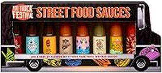 Street Food Sauces Gift Set - Chilli Sauce Selection 8 Pack Hickory, Original, Hot & Spicy BBQ Sauce and more 384g with Gift Card. Christmas Gifts for Men, Secret Santa Surprise or Stocking Fillers