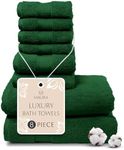 MAURA Hunter Green Bath Towel Set of 8 for Bathroom. Turkish Cotton Luxury Bath Towels. Extra Large, Thick, Plush & Soft. Hotel & Spa Quality - Dark Green