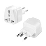 UK to Swiss Plug Adapter,2 Pack Switzerland Plug Adapter,UK to Switzerland Plug Adapter,European Travel Universal Plug Adapter for Using in Switzerland (2PCS, White)