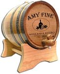 Personalized 5 Gallon Oak Wine Barrel (20 liter) with Stand, Bung and Spigot - Age Cocktails, Bourbon, Whiskey, Beer and More! Laser Engraved Finegold Wine Bar Design (B312)