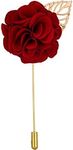 Knighthood Men's Handmade Bunch Flower With Gold Leaf Lapel Pin/Brooch (Maroon) (Maroon) (KHAP-MAROON-BUNCH)