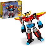 LEGO Creator 3 in 1 Super Robot Building Kit, Kids Can Build a Toy Robot or a Toy Dragon, or a Model Jet Plane, Makes a Creative Gift for Kids, Boys, Girls Age 7+ Years Old, 31124