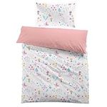 MUSOLEI Floral Duvet Cover Set Single Kids Bedding Set Butterfly Flower Print Pink Quilt Bed Cover for Girls Teens with Pillowcase Bedroom Decor, Single