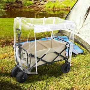 Ribbonlic Wagon Rain Cover Push Pull Wagon Rain Cover Waterproof Wagon Rain Wind Cover Folding Wagon Canopy Attachment Stroller Trolley Cart Accessories for Outdoor Garden Camping Picnic