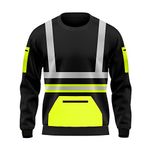 mymixtrendz Mens Hi Vis Sweatshirt 2 Tone Contrast High Visibility Pull Over Top Security Workwear Crew Neck Top S-2XL Yellow Black