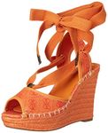 GUESS Women's Halona Wedge Sandal, Orange, 5 UK