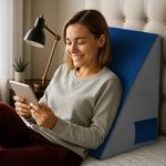 Sleepsia Wedge Cushion | 1 Year Warranty | Orthopedic Wedge Pillows for Bed- Acid Reflux,Pregnancy, Adjustable Bed & Ergonomic Elevation for Sleeping, Reading & Posture Correction Pillow (Grey/Blue)