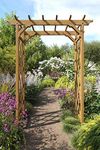 Vita Heartwood Cedar Wood Arbor, 55 inch x 88 inch, FSC, Golden Brown, Opening Width 51 inches, Garden Décor Shade Arch, VA68897