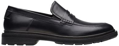 Clarks Men's Burchill Penny Loafer Flat, Black Leather, 8 UK