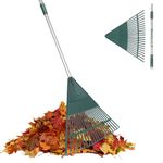 ORIENTOOLS Garden Leaf Rake, Adjustable Lightweight Steel Handle Poly Shrub Rake, Plastic Head, 22 Tines, 107cm to 153cm