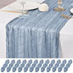 12 Pack Dusty Blue Table Runner 10Ft Cheesecloth Table Runner Rustic Gauze Table Runner Romantic Long Sheer Fabric Cheese Cloth Table Runner for Wedding Party Bridal Baby Shower