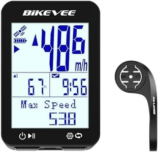 Bikevee GPS Bike Computer Wireless Bicycle Speedometer Odometer 9 Languages Auto Backlight Auto Start Stop IPX7 Waterproof 2.4 Inch LCD with Out Front Mount Supports MPH KMH - Black