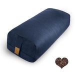 Organic Buckwheat Bolster (24X10.5X5.5 in) (Navy Blue)