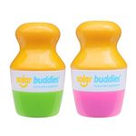 Duo Green Pink Pack Of Solar Buddies Refillable Roll On Sponge Applicator For Kids, Adults, Families, Travel Size Holds 100ml Travel Friendly for Sunscreen, Suncream and Lotions