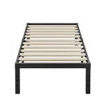 ZIYOO Twin XL Bed Frame, 18 Inches Tall, 3 Inches Wide Wood Slats with 2500 Pounds Support, No Box Spring Needed, High Metal Platform with Underbed Storage Space, Easy Assembly, Noise Free