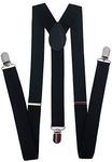 NAVISIMA Adjustable Elastic Y Back Style Unisex Suspender With Strong Metal Clips, Black