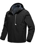 Rdruko Men's Soft Shell Jacket Fleece Lined Lightweight Waterproof Outdoor Hiking Jacket(Black, CA S)