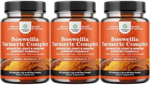Boswellia Extract Capsules with Turmeric - Advanced Immune Health Support Supplement - Turmeric & Boswellia Serrata Capsules 500mg per Serving for Body Detox & Healthy Joints - 90 Count (3 Pack)