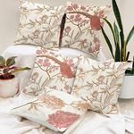 BRICK HOME Floral Printed Poly Cotton Cushion Covers Set of 5(16 X 16 Inches),180 TC,Multicolor