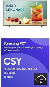 Samsung 65" Crystal UHD 4k Pro TV + VXT S-Series w/Cloud Based, Content Management Software, 1 Year Subscription