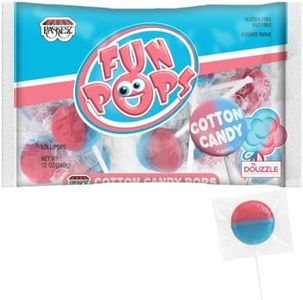 DOUzzle Cotton Candy Lollypops Fun Pops (12 Ounce, 1 Pack) Individually Wrapped, Party Favor, Goodie Bag & Pinata Filler - Kosher Parve