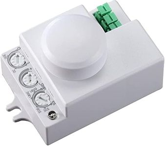 Garza Power - Detector de Movimiento Microondas Invisible, ángulo detección Regulable 180º / 360º, color Blanco