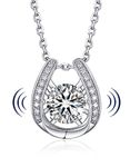 MomentWish Necklace for Women, Birthday Gift for Her, Dance Necklace with 1 Carat Simulated Moissanite, 925 Sterling Silver Horseshoe Necklace for Anniversary Wedding Mother's Day