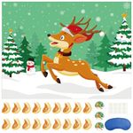 Morcheiong Pin The Tail on The Deer Christmas Game with 36 Tails, Christmas Party Favors Activities Supplies Decorations for Kids