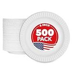 Stock Your Home 6-Inch Paper Plates Uncoated, Everyday Disposable Dessert Plates 6" Paper Plate Bulk, White, 500 Count