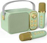 BESCOST Mini Karaoke Machine for Kids Adults, Portable Bluetooth Speaker with 2 Wireless Microphones, Kids Karaoke Machine for Girls Boys, Toys Birthday Gifts for 3-12+ Years Old Toddler (Green)