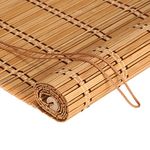 FoundGo Bamboo Roller Blinds Customizable, 50-160cm Width, 100-280cm Height, No Drill Roman Wooden Blackout Blinds, DayNight Sun Shade Curtain for Indoor, Outdoor, Balcony, Garden（Height x Width）