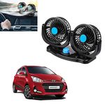 Adroitz Auto Cooling Oscillating Car Dashboard Fan with Dual Head 2 Adjustable Speeds For Hyundai Grand I10 (12V) (CAR-FAN-BLKAD055 )