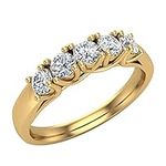 Glitz Design Weding Band Diamond Rings 5 Stone Anniversary Trellis Style 0.75 ct t.w 14K Gold. (H,SI1) (Ring Size 10)